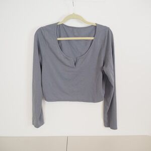 Lululemon Cropped Henley Long Sleeve Women's Asphalt Gray Crop Top Training 8?